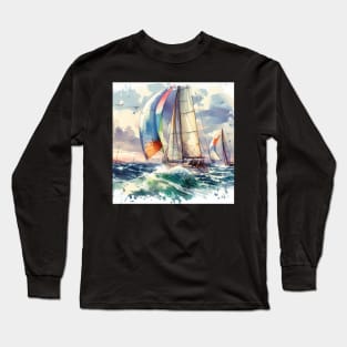 Abstract looking illustration of a sailboat race Long Sleeve T-Shirt